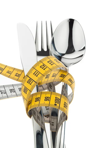 Cutlery with maÃ£Æ’Ã¢Ã¿band. icon weight loss — Stock Photo, Image