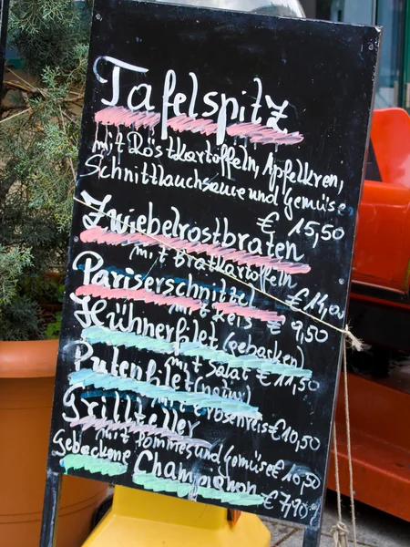 Menú de una casa de huéspedes en Austria — Foto de Stock