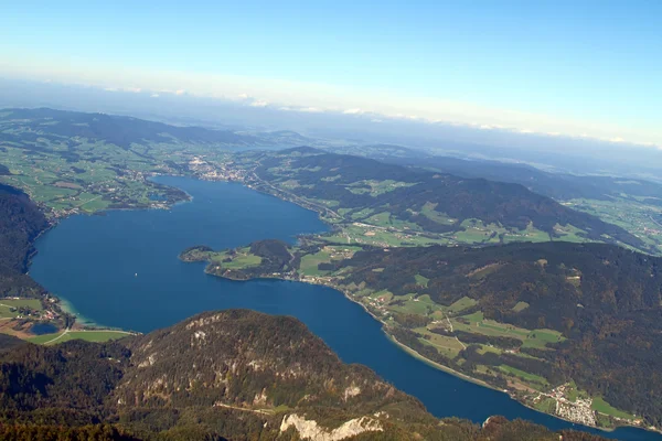 Austria, vista de las ovejas de montaña, mondsee — Foto de Stock