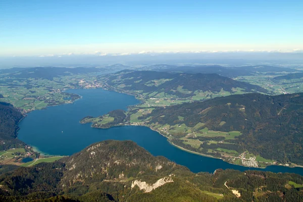 Oostenrijk, uitzicht op berg schapen, mondsee — Stockfoto