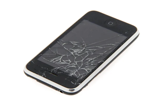 In de herfst beschadigde mobiele telefoon — Stockfoto