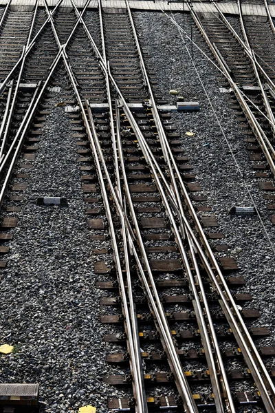 Railroad tracks with switches — Stock Photo, Image
