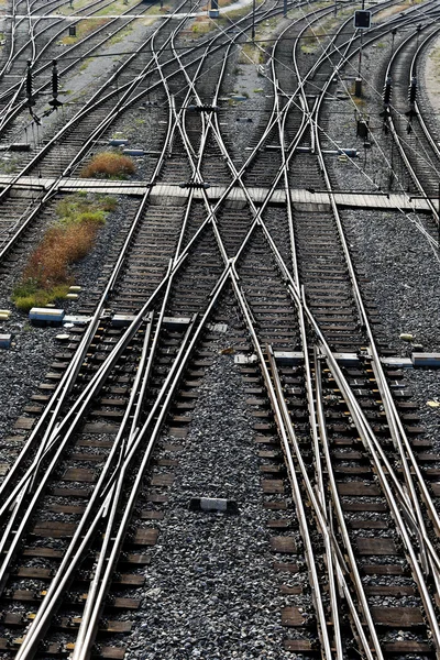 Caminhos de ferro com interruptores — Fotografia de Stock