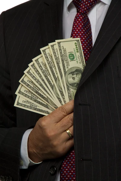 Manager with dollar bills — Stock Photo, Image