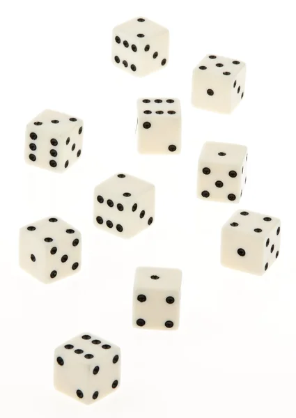 Kub av ett spel på en vit bakgrund. — Stockfoto