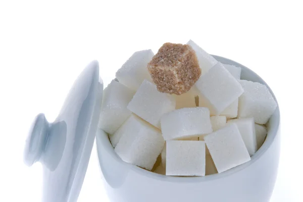 Brunt socker. ohälsosam kost med kolhydrater — Stockfoto