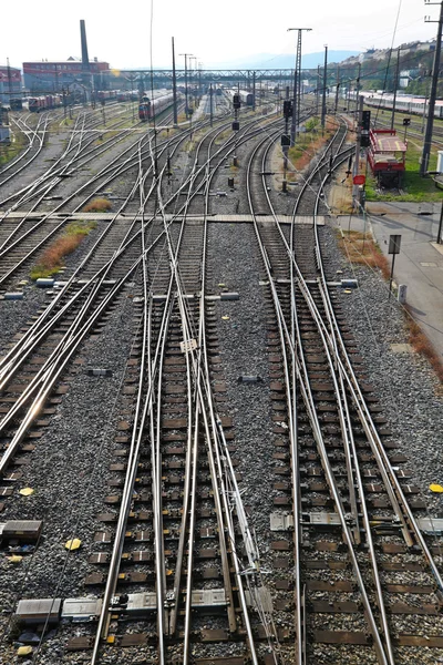 Railroad tracks with switches — Stock Photo, Image