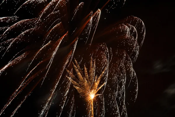 Fireworks on new year's eve and new year — Stock Photo, Image