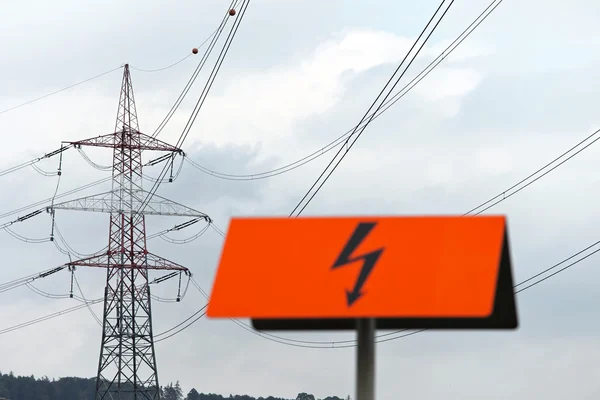 Electricity pylon of a power line for power — Stock Photo, Image