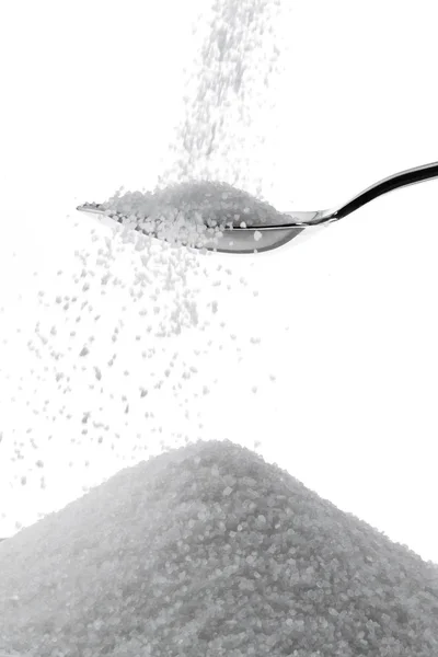 Açúcar de cristal em uma colher — Fotografia de Stock