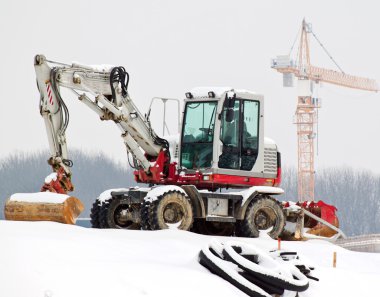 Construction site in winter. saisionale unemployme clipart