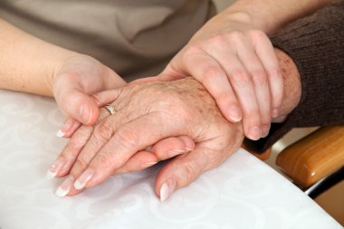 Woman consoling a widow after death. grief counsel clipart