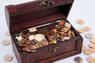 Treasure chest with coins € clipart