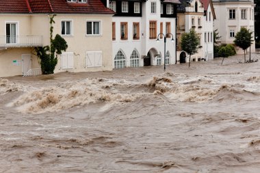 High water and flooding in steyr, austria clipart