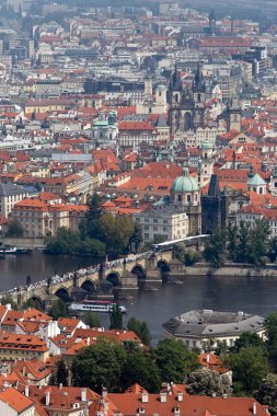 Prague, city view from the lookout tower on karlsbrü clipart