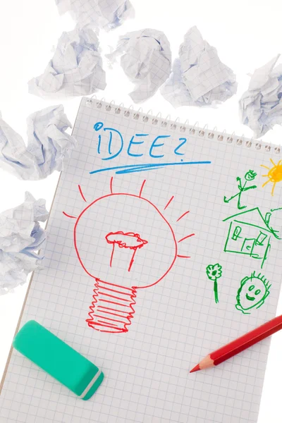 Incidensen och idéer med lampa. symbol på en d — Stockfoto