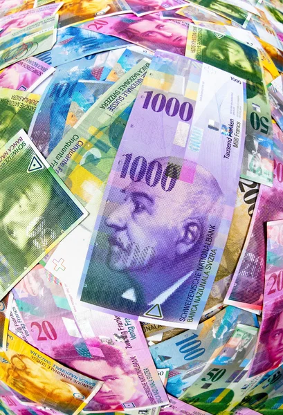 Franco suizo Billetes — Foto de Stock