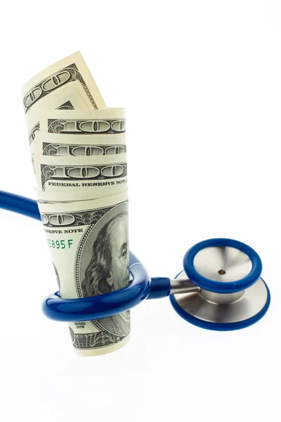 Costs of health with dollar bills — Stock Photo, Image