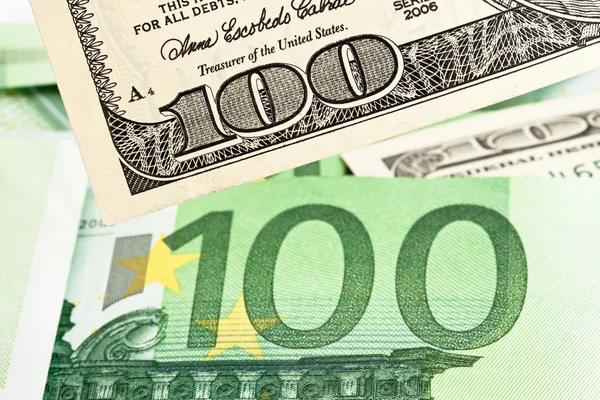 Euro ve dolar faturaları. — Stok fotoğraf
