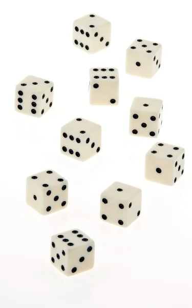Egy játék, egy fehér háttér kocka. — Stock Fotó
