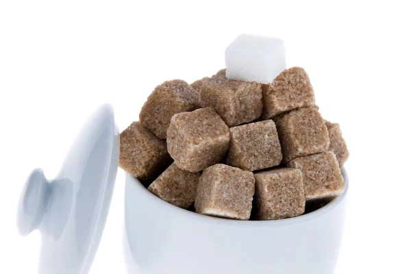 Brązowy cukier. niezdrowej diety węglowodanów — Zdjęcie stockowe
