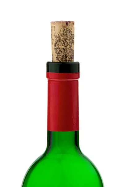 Fles wijn met rode wijn en wijnproducten kurken — Stockfoto