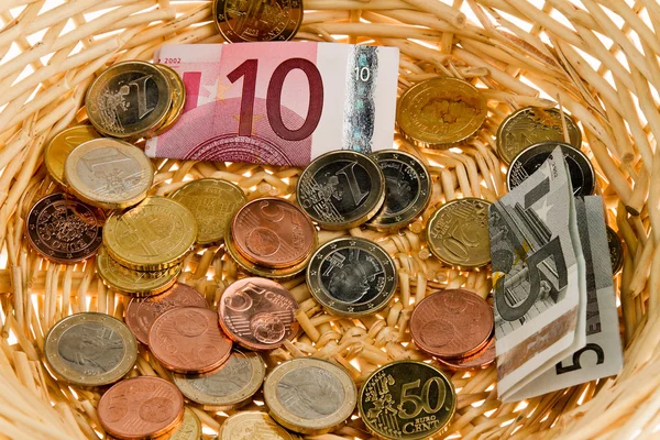 Donation basket for collection. monetary donation — Stock Photo, Image