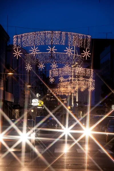 Luzes de rua para o Natal no advento — Fotografia de Stock
