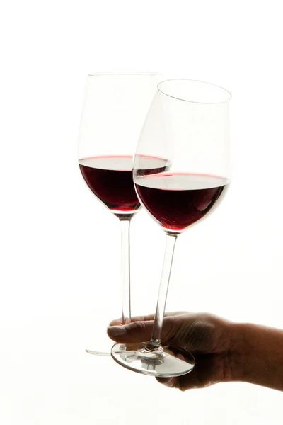 Copos de vinho com vinho tinto degustação em — Fotografia de Stock
