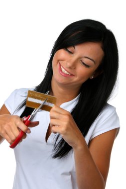 Young woman with credit card clipart