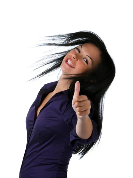 Congratulazioni giovane donna ridendo — Foto Stock