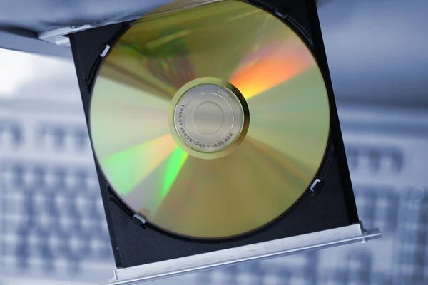 Cd disc in open drive — Stock Photo, Image