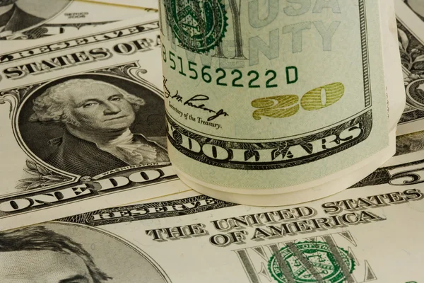 Dígito Vinte de close-up de notas de dólar — Fotografia de Stock
