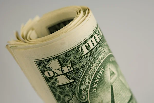 Dígito Um de close-up de notas de dólar — Fotografia de Stock