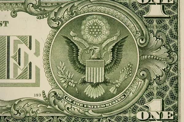 Digit One from dollar banknote close-up — Stock Photo, Image