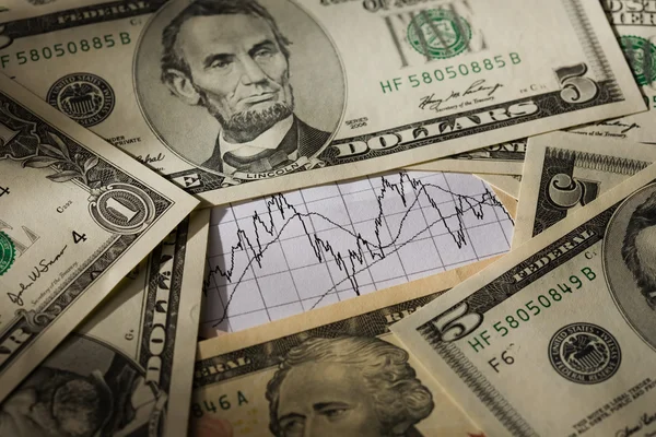 Dinheiro e gráfico de câmbio — Fotografia de Stock