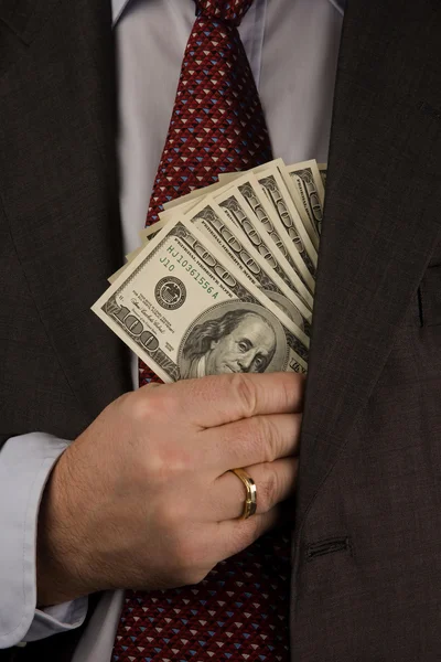 Biznesmen z banknotów dolara — Zdjęcie stockowe