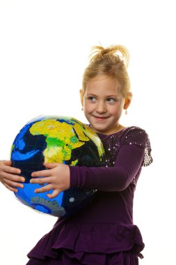 Child with a globe clipart