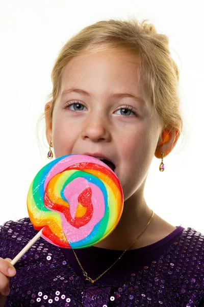 Little kid with a schlecker — Stock Photo, Image
