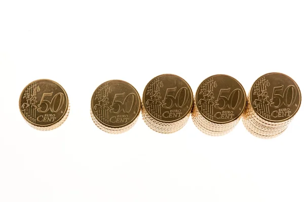 堆放的欧元硬币 — 图库照片
