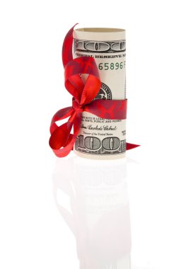 U.s. dollars bills as a gift clipart