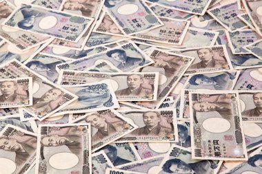 Yen bank notes, currency from japan clipart