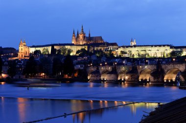 Prague, charles bridge and prague castle hradcany at na clipart