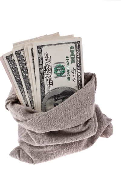 U.s. dollars bills in a sack — Stock Photo, Image