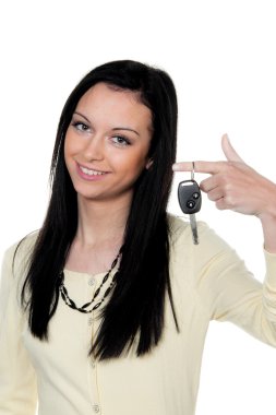 Woman with car keys clipart