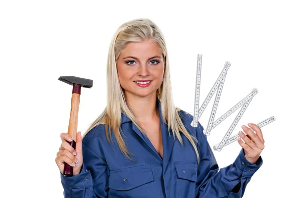Woman with a tool as a mechanic — Stock Photo, Image