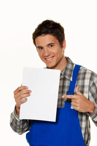 Craftsmen. plumber with invoice — Stock Photo, Image