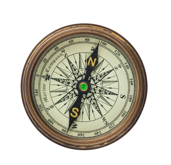 Kompas op witte achtergrond — Stockfoto