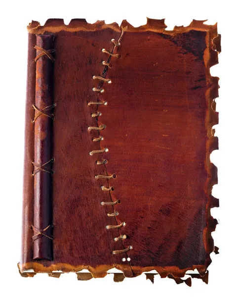 与皮革装订的旧日记 — 图库照片
