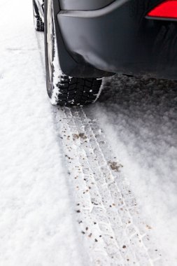 Traces of winter tires in the snow clipart